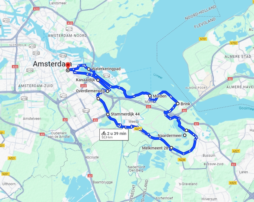 Fietsroute Amsterdam